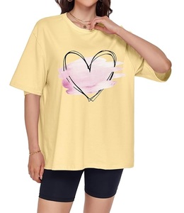Nueva Colección de Camisetas de Mujer Estampadas 100% Algodón, Manga Corta, Cuello Redondo, Hombros Caídos, Talla Grande, Cómodas, de Bangladesh - Product Image 4
