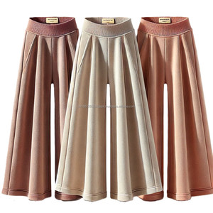 Của phụ nữ 100% cotton bùng chạy bộ quần thoáng khí mềm mại baggy rộng thẳng chân mồ hôi gân eo phẳng phía trước túi bên - Product Image 4