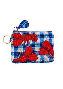Sac à main décontracté pour femme avec fermeture éclair, motif homard perlé, bleu, blanc, rouge, design de dessin animé - Product Image 1