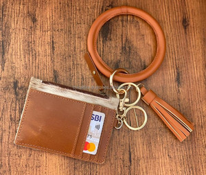 Cartera de mano de estilo occidental de piel de vaca para hombre y mujer, monedero con cierre de cremallera - Product Image 6