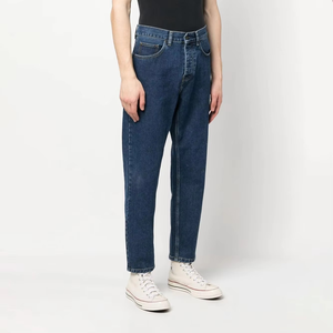Nouveau style – Jean en denim pour homme, coupe droite, taille mi-haute, en coton tissé respirant, délavé clair, avec logo personnalisé, confortable et décontracté - Product Image 4