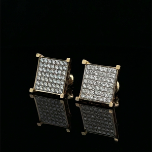 Pendientes cuadrados con diamantes de moissanita redondos de 2.50 CTW, plata 925, diseño moderno en racimo, regalo de aniversario o boda para ella - Product Image 1