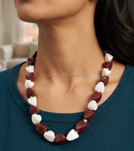 Colorful Bohemian Style Epoxy Resin Pendant Necklace Unique Statement Gold Plated Handmade Wedding Engagement Jewelry Real Bead - Product Image 2