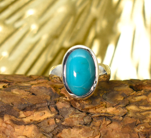 Bague Chevalière Sleeping Beauty en Argent Sterling 925 avec Turquoise Naturelle, Pierre Précieuse Ovale, Bague Pierre de Naissance en Turquoise - Product Image 1
