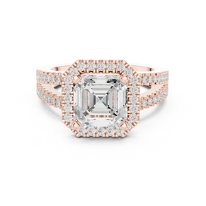 แหวนทองคำขาว 14K ราคาดีที่สุด ชุบออกซิไดซ์ ประดับเพชรทรง Asscher แหวนหมั้นเพชรเลี้ยงในห้องปฏิบัติการ แหวนแต่งงานผู้หญิง ดีไซน์หรูหราประดับเพชรเต็มวง - Product Image 3