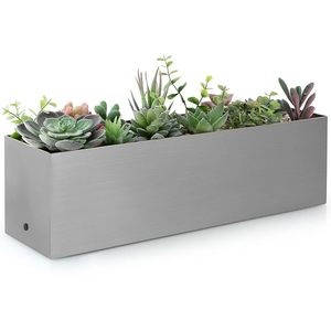 Stainless Steel Rectangular <b>Planter</b> Box with Drainage Holes Modern Succulent Trough <b>Planter</b> Pot for Indoor Outdoor Gardening - Product Image 1