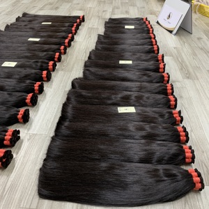 Meilleure vente en gros de cheveux humains vietnamiens naturels droits crus vierges à cuticule alignée lisses brillants soyeux noirs ondulés - Product Image 6