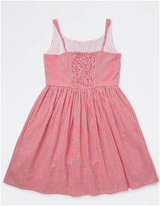 Robe d'été ENL Enterprises pour filles, style safari, en coton 100%, à carreaux vichy rouges, coupe trapèze, longueur genou, avec nœud, écologique, ODM - Product Image 2