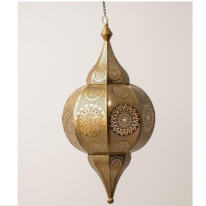 Modern Moroccan Stainless Steel <b>Lantern</b> Hanging Candle Holder Handmade <b>Tealight</b> Lamp Gold Tabletop Decoration for Wedding - Product Image 1
