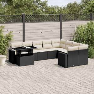 Conjunto de Sofás de Jardín en Negro y Blanco Crema para Muebles de Patio - Product Image 1