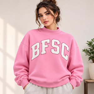 Sweat-shirt à col rond surdimensionné BFSC pour femme, imprimé lettres roses, en coton tricoté, streetwear décontracté, mode automne - Product Image 1