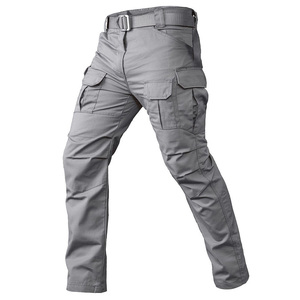 DAIZEN STAR INTERNATIONAL Men's Gray Cargo Pants Multiple Pockets High Waist Quick Dry Ripstop Polyester Summer Workwear Style - Product Image 1