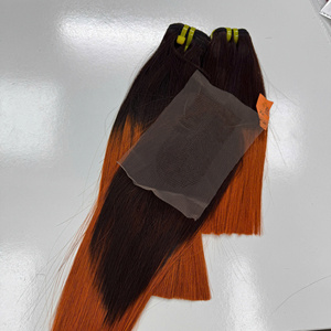 Precio al por mayor 100% Raw Virgin Vietnamita Humano Peluca Trama Hueso Recto Punta naranja Color Super Doble Extensiones de cabello - Product Image 5