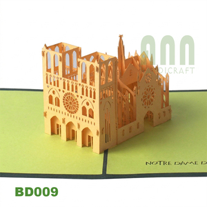Tarjeta Pop-up 3D de Notre-Dame de París, Papel Kraft de Alta Calidad, Artesanía Personalizada, Regalo, Souvenir, Estilo Japandi, Amor por Vietnam - Product Image 1
