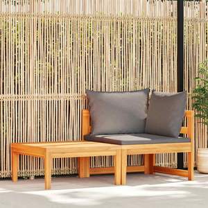 Set Lounge da Giardino Grigio Scuro con Legno Naturale per Arredamento da Esterno - Product Image 1