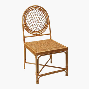 Chaise de salle à manger en rotin artisanal, best-seller, avec dossier en treillis rond et médaillon, pour la maison, l'hôtel, le restaurant, le café, la décoration de salle à manger - Product Image 2