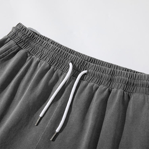 Men's Eco-Friendly Breathable Solid Gray Quick Dry Canvas Drawstring Shorts with Pockets Casual Mid Waist Polyester Short Length - Product Image 3