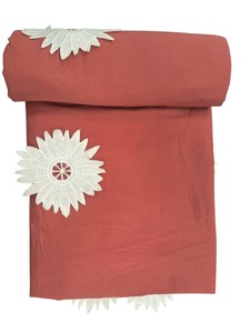 Tissu en coton tissé corail rose de qualité supérieure avec appliqué/tissu 3D respirant et léger pour la confection de robes pour femmes et filles - Product Image 3