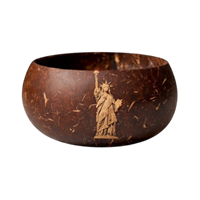Bol en Coque de Noix de Coco Polie Fait Main Écologique de Haute Qualité, Décoration Artistique Gravée, Compatible Congélateur, Style Américain, Cadeau Unique 4ème