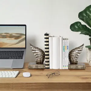 Juego de 2 Sujetalibros de Bronce con Alas, Hechos a Mano, Decoración Moderna y Contemporánea para el Hogar, Oficina, Escultura de Mesa, Figura con Temática Animal, Hotel - Product Image 1
