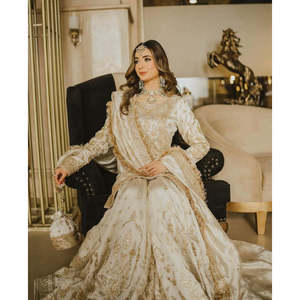 Valam - Conjunto de Salwar Kameez de Seda Beige para Diseñador de Moda, Elegante para Fiestas, Top, Pantalón y Dupatta, Talla M - Product Image 4