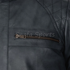 Ropa de Moda para Hombre, Chaqueta de Cuero de Diseño Personalizado, Chaqueta de Motociclista con Cuello Alto para Hombre a Precio de Mayoreo - Product Image 5