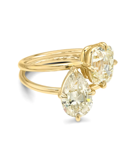 แหวนเพชรโมอิสซาไนต์ทรงลูกแพร์และมาร์คีส์สองเม็ด ทอง 14K สำหรับงานหมั้นและงานแต่งงาน - Product Image 2