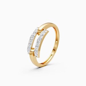 Anillo de curva abierta con diamante cultivado en laboratorio de 0.21 quilates en oro amarillo, blanco y rosa de 9 quilates. - Product Image 3