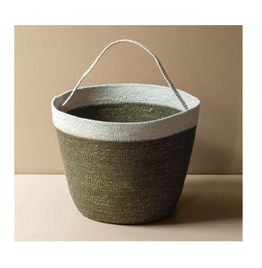 Cesta de yute natural tejida a mano con asas, organizador de almacenamiento, bolso para lavandería, picnic, decoración del hogar. - Product Image 2