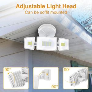 Lámparas de Seguridad para Exteriores de 75W, 7000LM de Brillo, con 3 Cabezales Ajustables, Control por Interruptor, IP65 Impermeable, 6500K, Montaje en Pared - Product Image 5