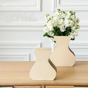Juego de 3 jarrones de metal con diseño de flor, acabado con recubrimiento en polvo, diseño plano minimalista, hechos a mano para decoración de mesa. - Product Image 3