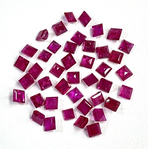 High Quality Natural Burma <b>Ruby</b> Heated Calibration Size 3.0-3.5mm Square Cut Reddish Pink Color Loose Gemstone for Jewellery - Product Image 1