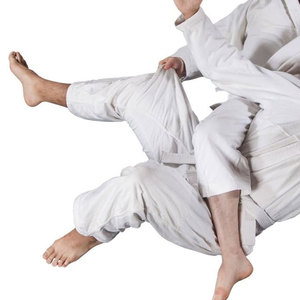 Uniforme de Jiu-Jitsu Brésilien Premium en Coton Blanc avec Haut à Tissage Grain de Riz et Pantalon à Cordon de Serrage avec Genouillères Rembourrées - Product Image 3