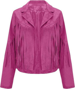 Chaqueta de Invierno para Mujer de Diseño Personalizado y Calidad Premium, con Cierre, Transpirable, con Flecos de Cuero Genuino y Forro 100% Poliéster - Product Image 1