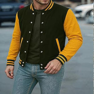 Veste universitaire à manches en laine, boutons pression, col côtelé, style streetwear classique, veste bomber variée - Product Image 2