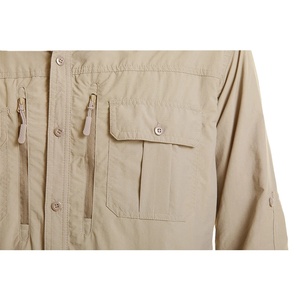 Camisa de carga con bolsillos y cremallera en el pecho para hombre, camisa de trabajo de manga larga protectora de piel de secado rápido para hombre, Tops para exteriores - Product Image 5