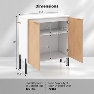 Elegante Credenza Bianca a 2 Ante, Facile da Organizzare, per Cucina, Sala da Pranzo o Ingresso - Product Image 6