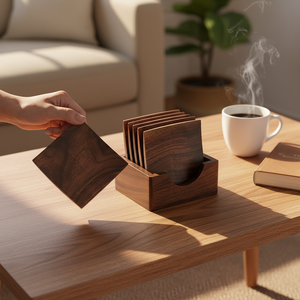 Black <b>Walnut</b> Solid Wood Coaster Japanese Style Desktop Nordic Simple <b>Coffee</b> Mat Household Wooden Mug Dining <b>Table</b> Heat Pad - Product Image 3