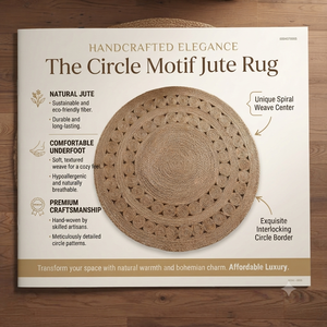Tapis en jute tressé à prix avantageux, salon, chambre à coucher, tapis rond en jute, tapis rond en jute fait à la main, intérieur, fabriqué en Inde - Product Image 5