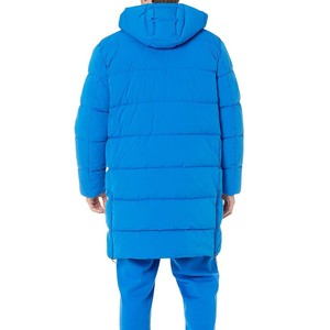 New OEM Men's <b>Long</b> Hooded Puffer Jacket Solid Blue Windproof Zipper Closure Casual Winter Down Filled Polyester Shell Thick <b>Coat</b> - Product Image 2