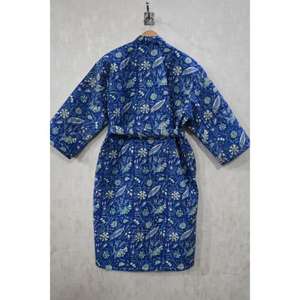 Chaqueta Acolchada de Algodón Estilo Boho Hecha a Mano, Abrigo Largo Reversible para Mujer, Bata Kantha, Ropa para Festivales - Product Image 5