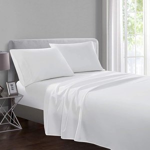 Simple White <b>400</b> TC Hotel Home <b>Bedding</b> King Size Quilt Cover Set with Fitted Flat Sheet 500 TC <b>Thread</b> <b>Count</b> - Product Image 1