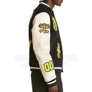 Logotipo personalizado de lana Chenille bordado High Street Baseball Letterman chaquetas para hombres Vintage manga de cuero en blanco invierno XL - Product Image 2