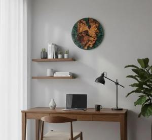 Reloj de pared de madera de olivo con epoxi verde de lujo, decoración moderna y rústica para el hogar a precio económico. - Product Image 1