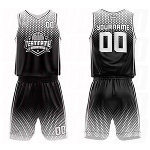 Ensemble de vêtements de sport pour hommes en polyester sans manches, best-seller, short en mesh noir et blanc et maillot de basket-ball personnalisé pour adultes - Product Image 1