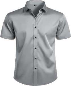 Men's Custom Embroidered Solid Pattern <b>Half</b> Sleeve Summer Dress <b>Shirt</b> Business Office Uniform Breathable Poplin <b>Button</b> <b>Shirt</b> - Product Image 1