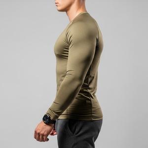 Camiseta de manga larga de alta calidad para hombre, ropa sencilla a la moda, camiseta transpirable con cuello redondo para hombre, servicio OEM - Product Image 3