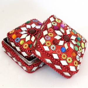 Small Jewelry <b>Box</b> with Mirror Lid Decorative Storage Organizer for Rings <b>Earrings</b> Travel Case Home Bulk Supply - Product Image 4