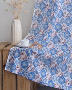 Cortinas Modernas de Algodón Estampado con Bloques de Alta Calidad, Cortinas Transparentes con Estampado Floral para Sala de Estar y Cocina, Juego de Cortinas - Product Image 4