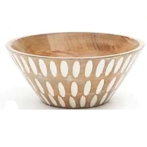 Ensemble de fourchettes et de bols à salade en bois d'acacia au design attrayant - Bols à salade ronds polis durables de style classique - Product Image 1